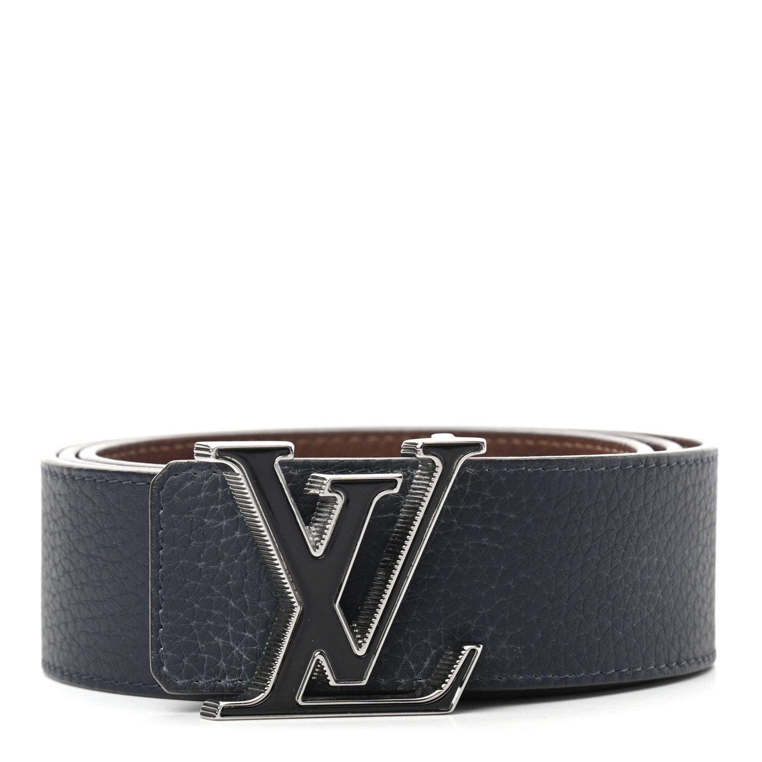 Louis Vuitton Taurillon Calfskin 40mm LV Tilt Reversible Belt 90 36 Navy Cognac 1 of 10