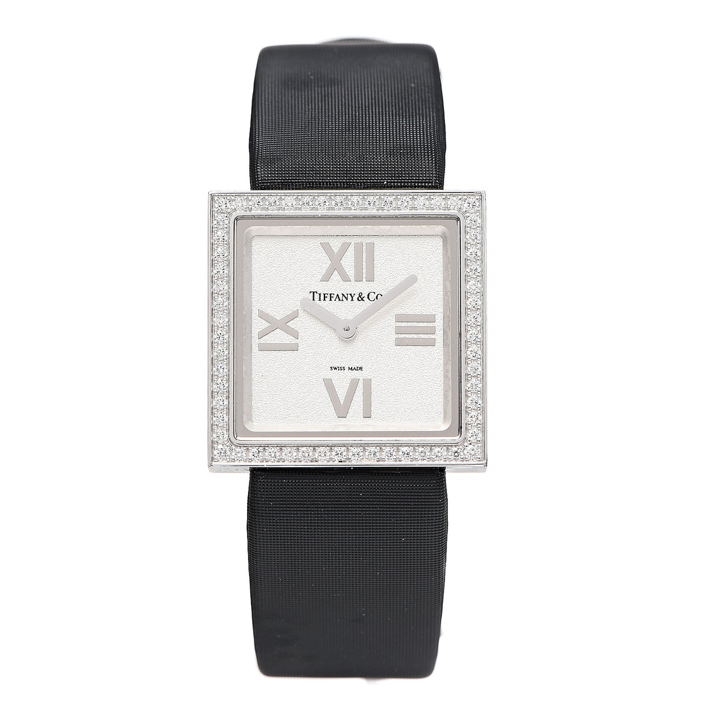 18K White Gold Satin Diamond Bezel 23mm Atlas Cocktail Quartz Watch