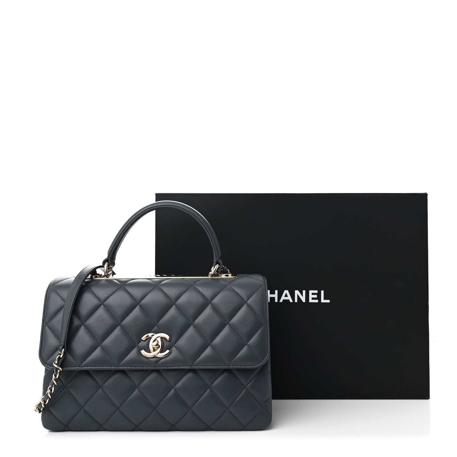 Chanel Lambskin Quilted Medium Trendy CC Flap Dual Handle Bag Dark Grey 13 of 13