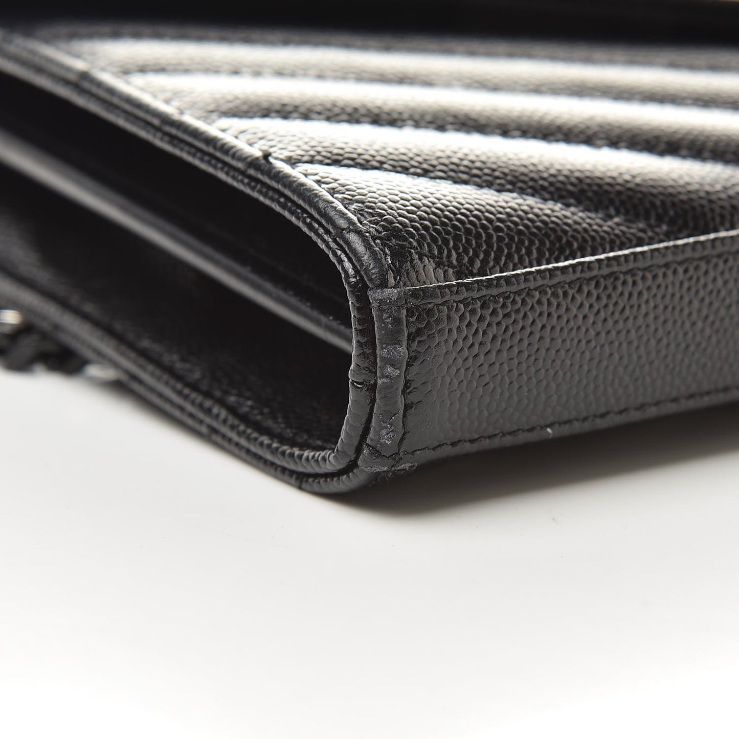 Grain De Poudre Matelasse Chevron Monogram Chain Wallet Black