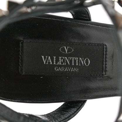 Valentino Garavani Pebbled Calfskin Onyx Rockstud Rolling Ankle Strap 65mm Pumps 37 Black 7 of 10