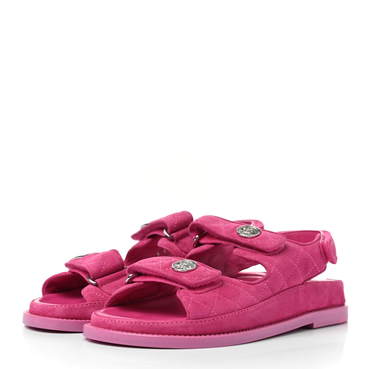 Suede Calfskin Velcro Dad Sandals 37 Pink