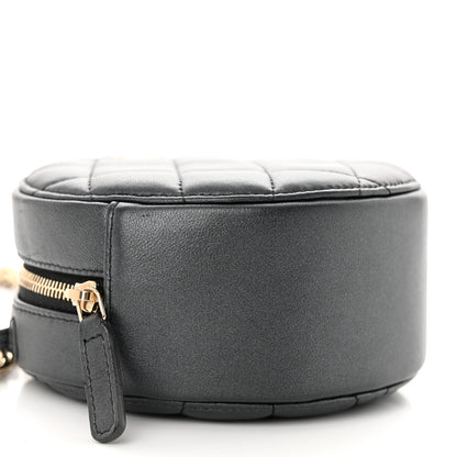 Chanel Iridescent Lambskin Quilted Pearl Round Clutch With Chain Black 9 of 10