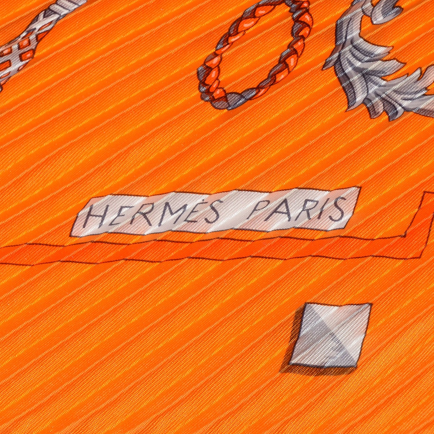 Hermes Silk Plisse Les Cles Scarf 90 Orange 4 of 6