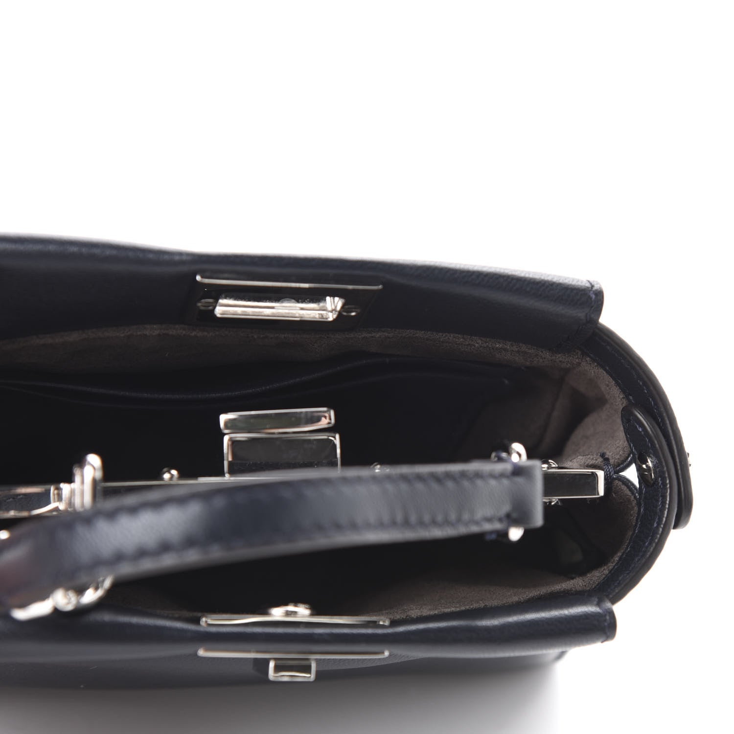 Fendi Shiny Nappa Botanic Garden Embroidered Micro Peekaboo Iconic Satchel Ocean Arancio 5 of 10