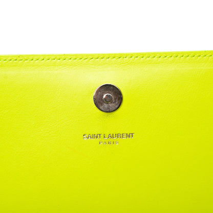 Saint Laurent Calfskin Classic Monogram Clutch Neon Yellow 15 of 15