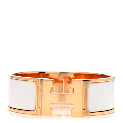 Hermes Enamel Wide Clic Clac H Bracelet PM White 1 of 5