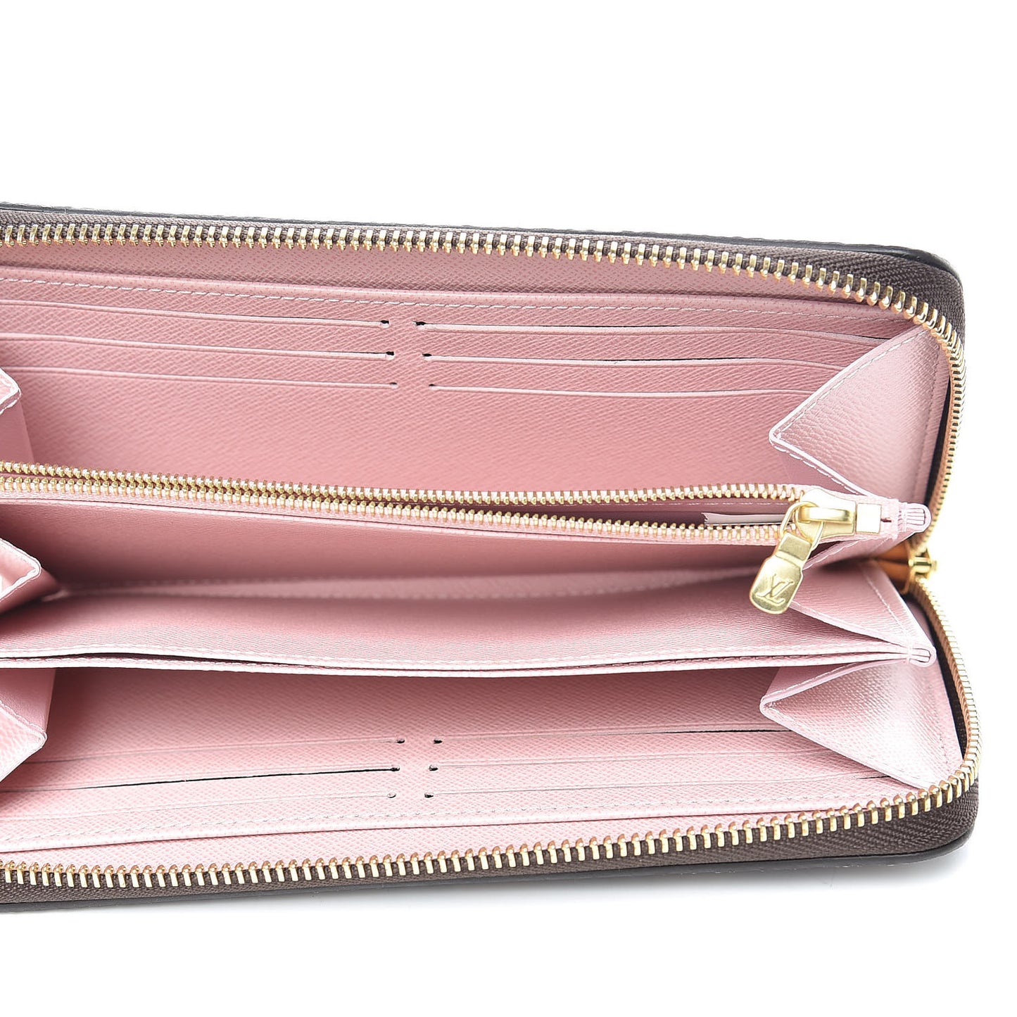 Damier Ebene Zippy Wallet Rose Ballerine