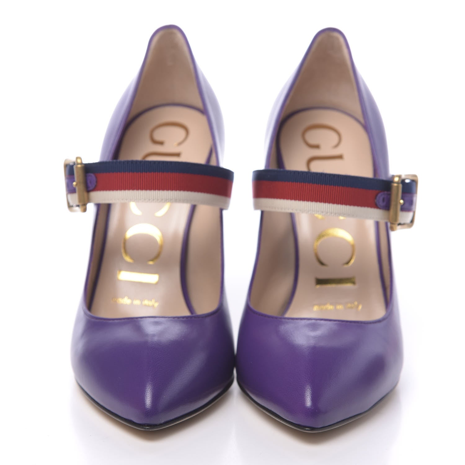 Gucci Malaga Kid Sylvie High Heel Pumps 35.5 Shine Purple 2 of 9