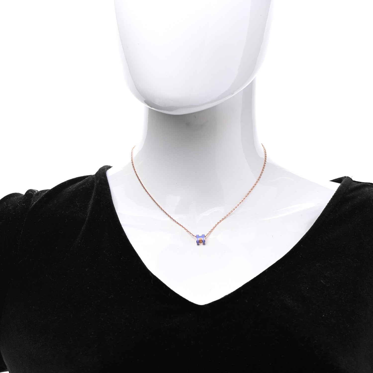 Hermes Rose Gold Mini Pop H Pendant Necklace Lilas 2 of 8
