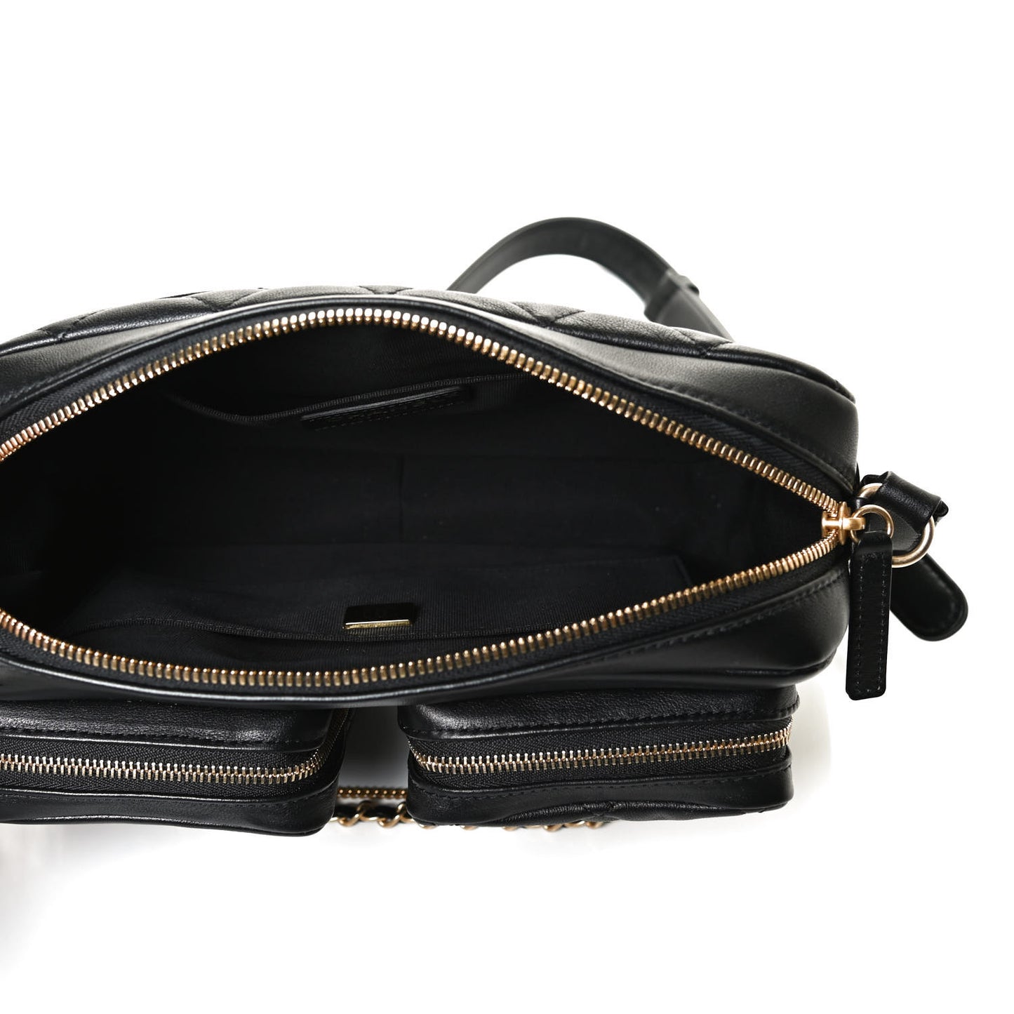 Calfskin Quilted Large Camera Case Black