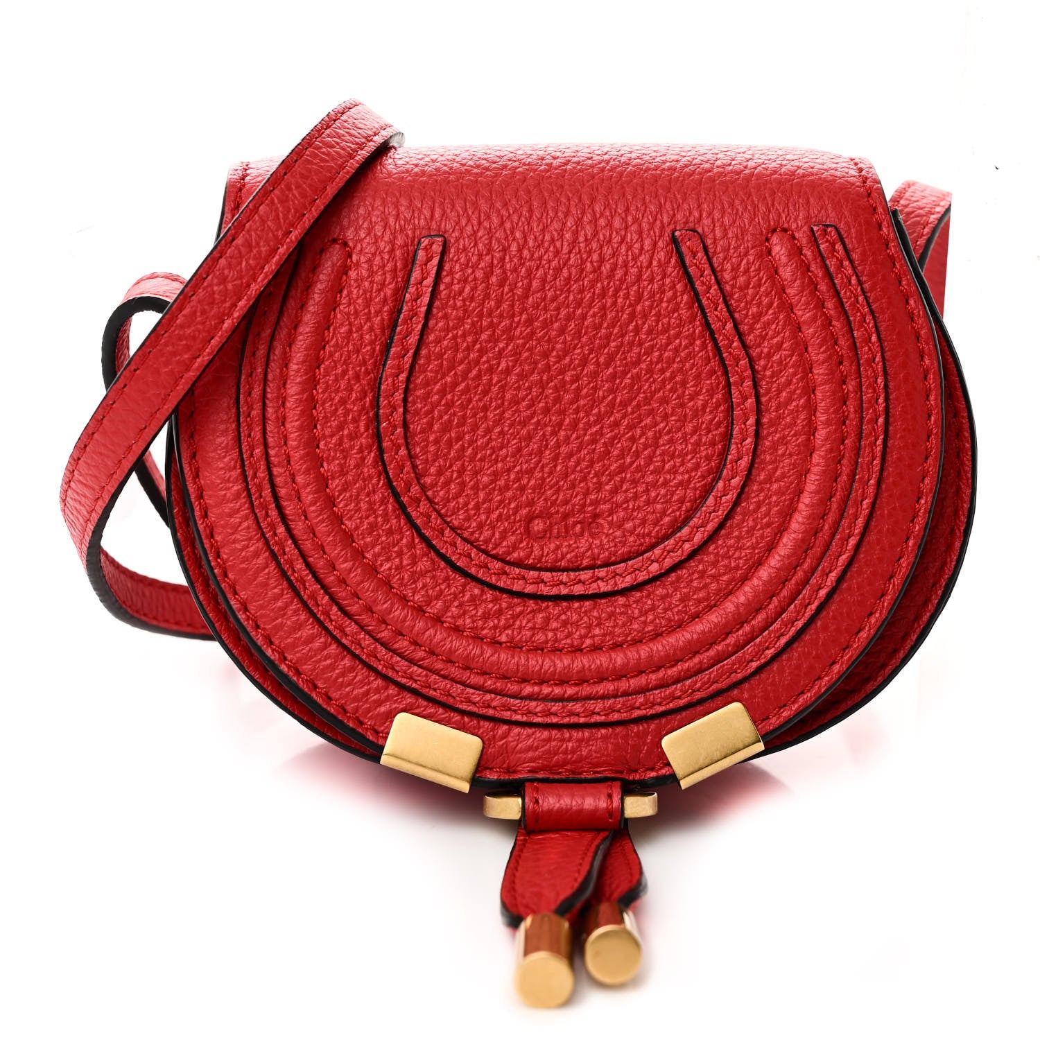 Chloe Calfskin Nano Marcie Saddle Bag Red Flame 1 of 10