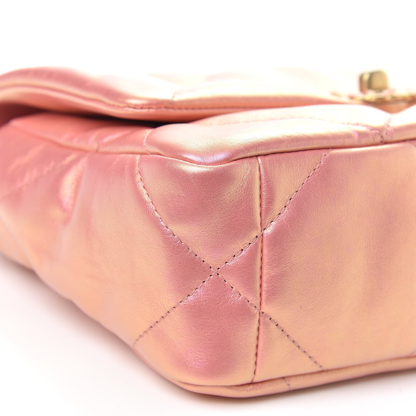Iridescent Calfskin Quilted Medium Chanel 19 Flap Pink