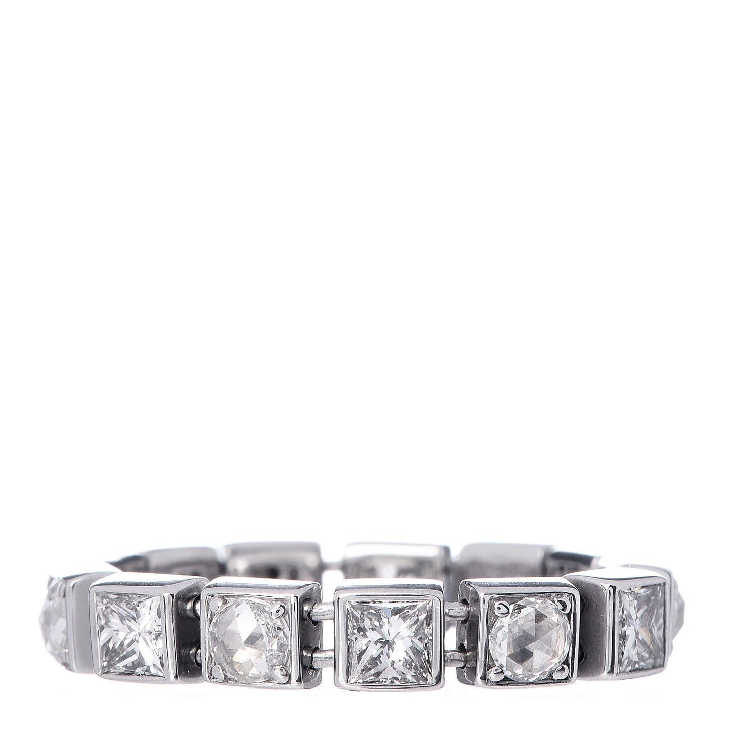 18K White Gold Diamond T Line Band Ring 56 7.75