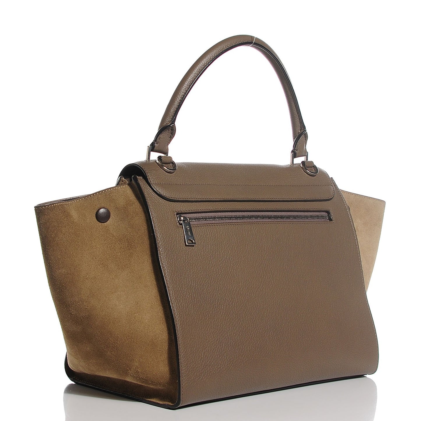 Drummed Calfskin Suede Medium Trapeze Taupe