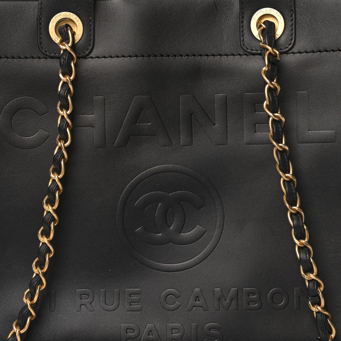 Calfskin Medium Deauville Tote Black
