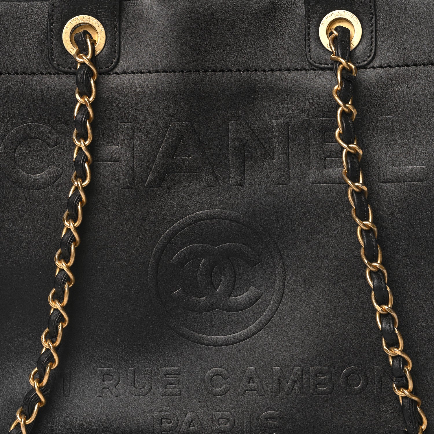Chanel Calfskin Medium Deauville Tote Black 7 of 9