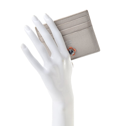Fendi Vitello Elite Flowerland Card Holder Grigio Polvere 2 of 11