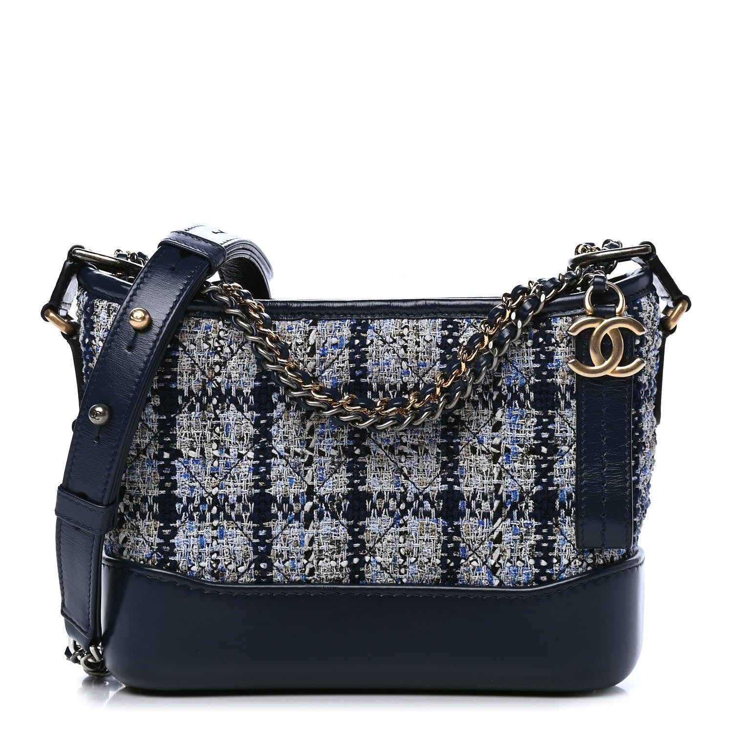 Chanel Tweed Calfskin Small Gabrielle Hobo Blue 1 of 6
