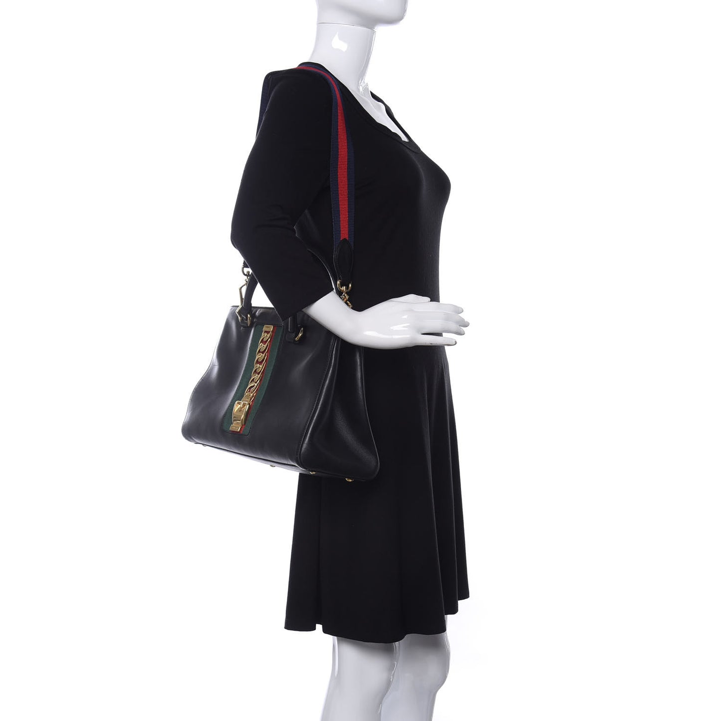 Calfskin Large Sylvie Top Handle Tote Black