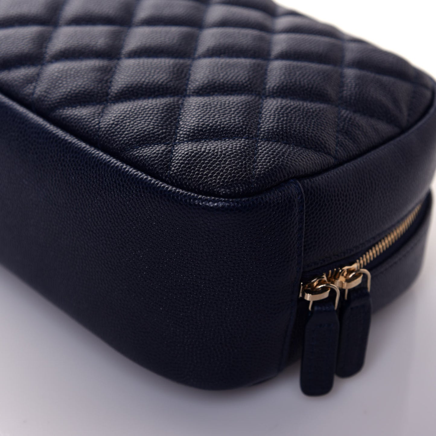 Caviar Quilted Curvy Pouch Cosmetic Case Navy