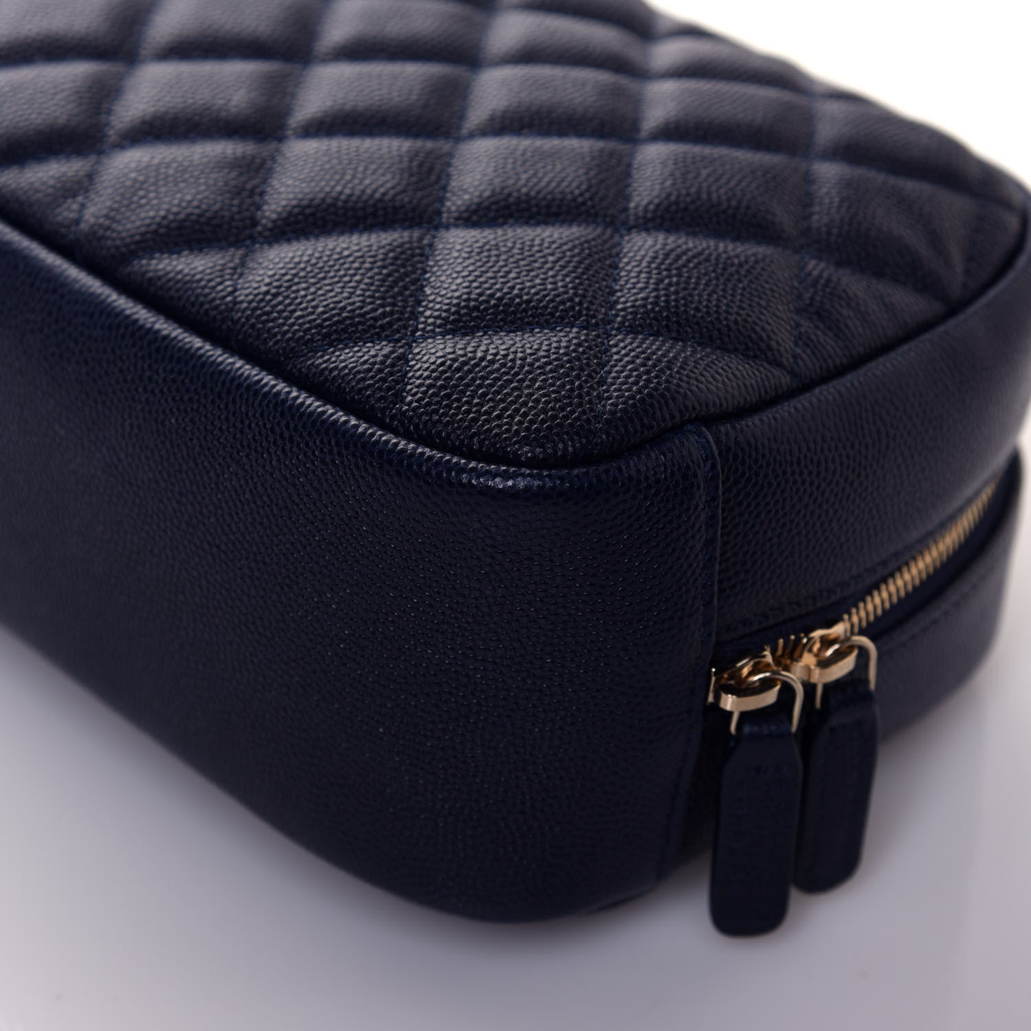 Chanel Caviar Quilted Curvy Pouch Cosmetic Case Navy 10 of 12