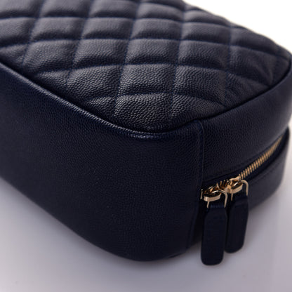 Chanel Caviar Quilted Curvy Pouch Cosmetic Case Navy 10 of 12