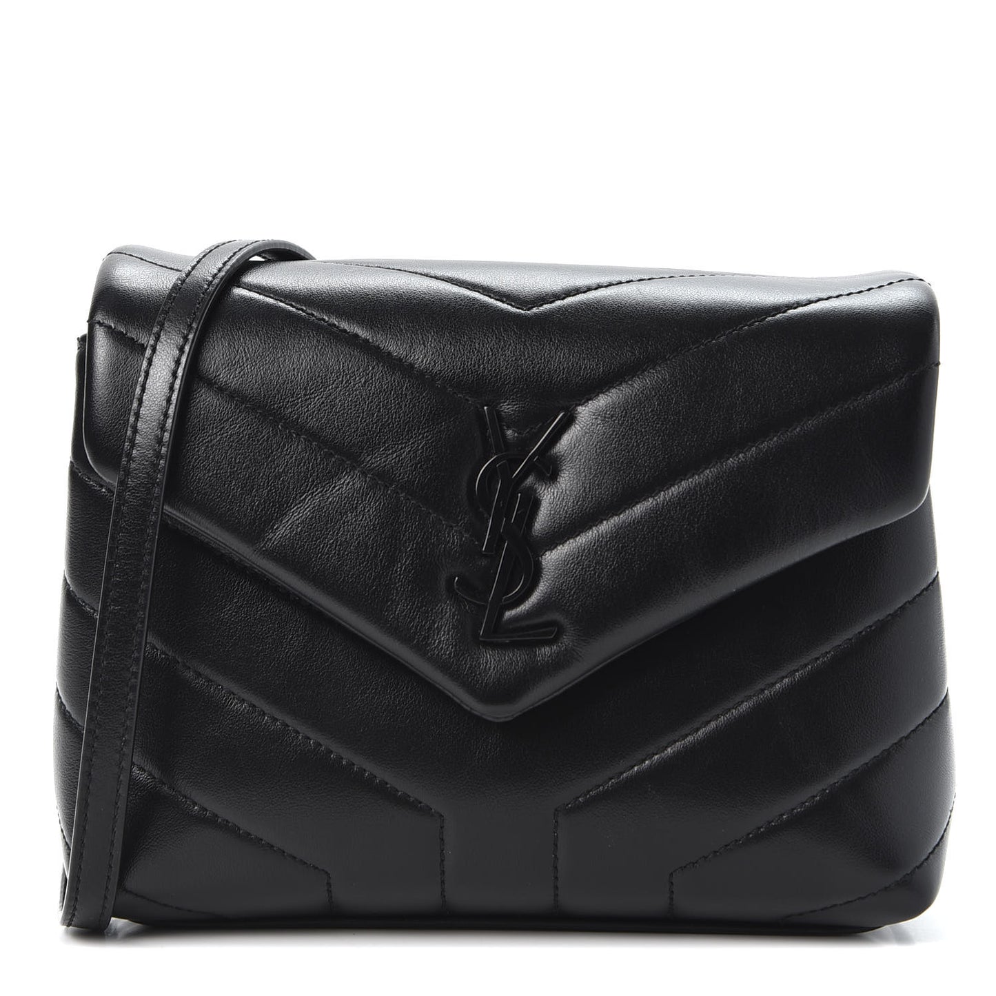 Calfskin Y Quilted Monogram Toy Loulou Crossbody Bag Black