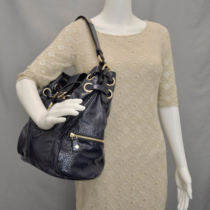 Jimmy Choo Crinkled Patent Ring Hobo Blue 2 of 9