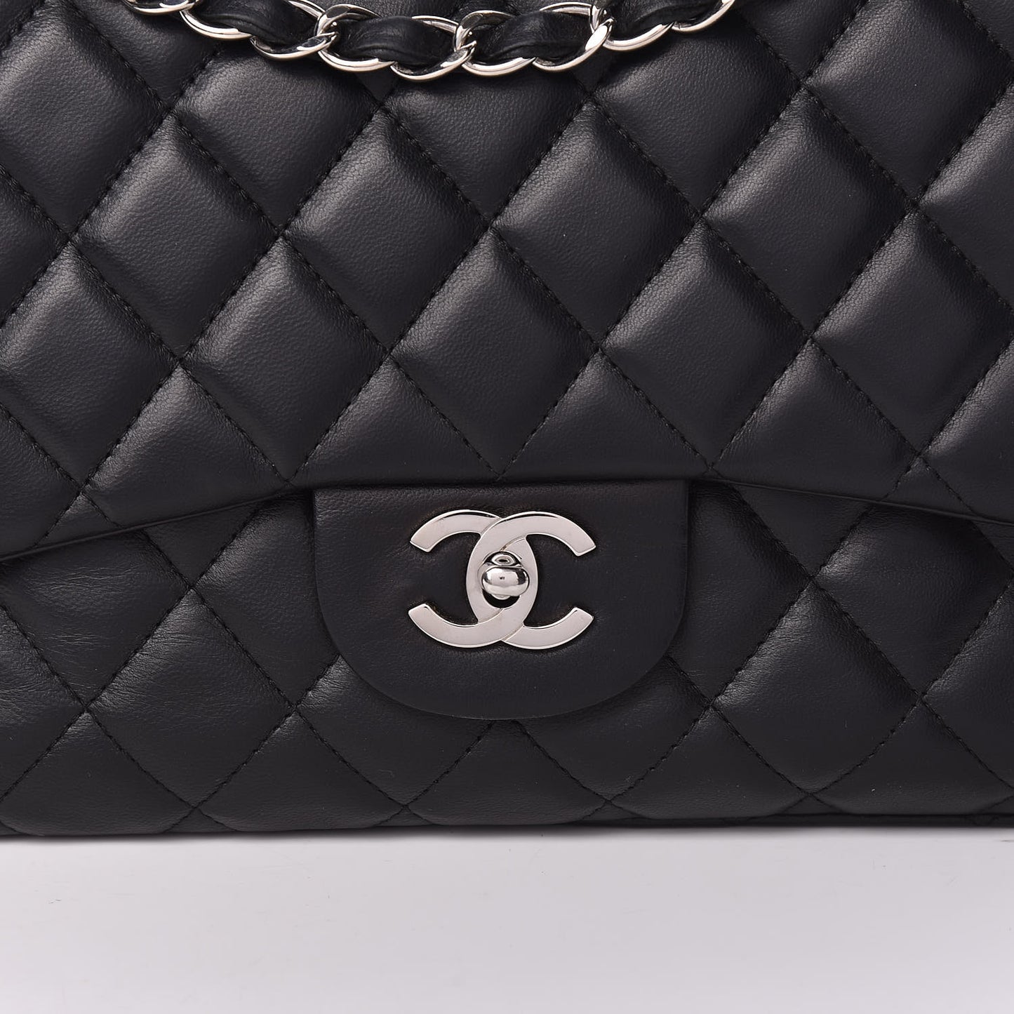 Lambskin Quilted Jumbo Single Flap Black