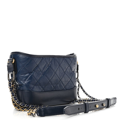 Chanel Aged Calfskin Quilted Small Gabrielle Hobo Navy 3 of 10