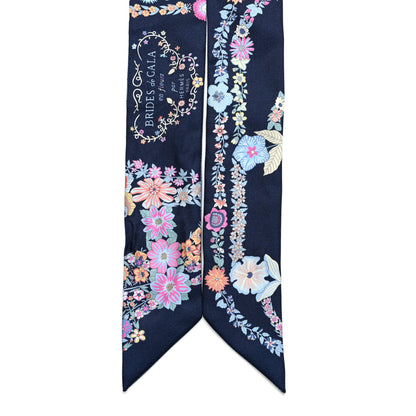 Hermes Silk Brides de Gala en Fleurs Twilly Marine Rose Bleu 2 of 4