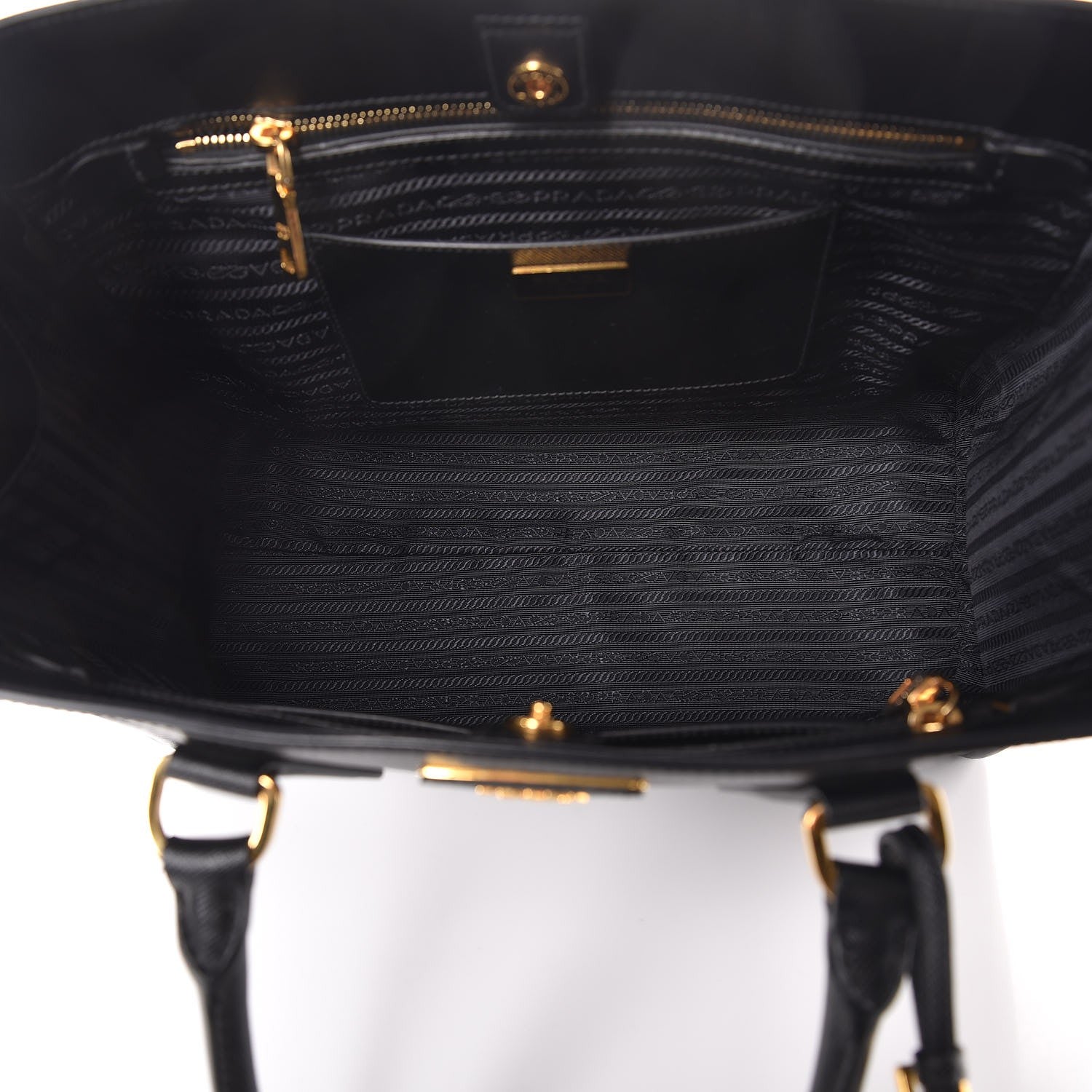 Prada Saffiano Lux Medium Bi-Color Tote Black White 5 of 12