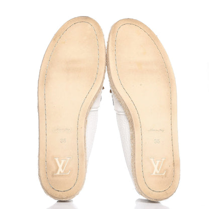 Louis Vuitton Calfskin Tropical Bloom Espadrille Flat 35 White 5 of 9