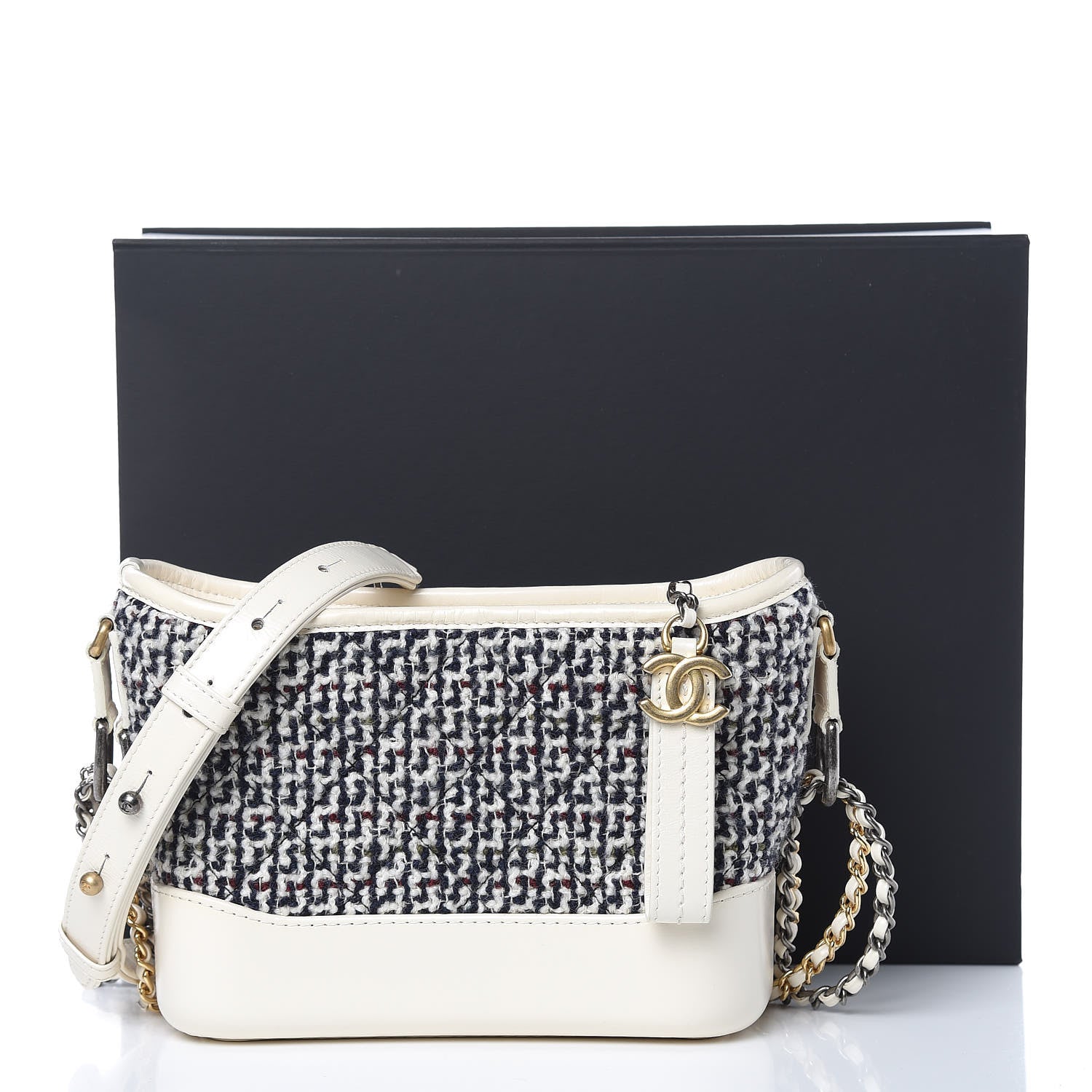 Chanel Tweed Calfskin Quilted Small Gabrielle Hobo Ivory Multicolor 10 of 10