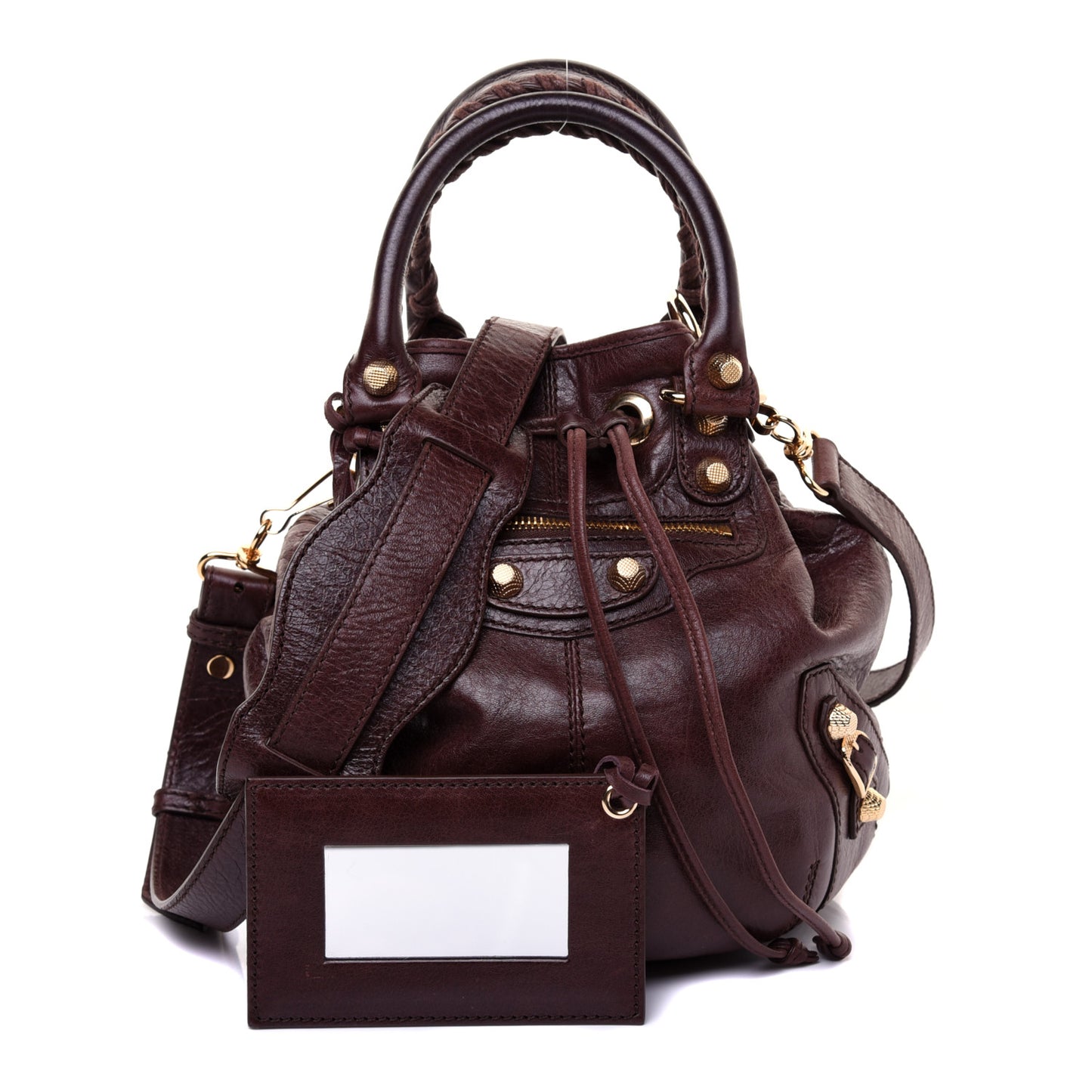 Agneau Giant 12 Gold Hardware Mini Pompon Cigare Fonce