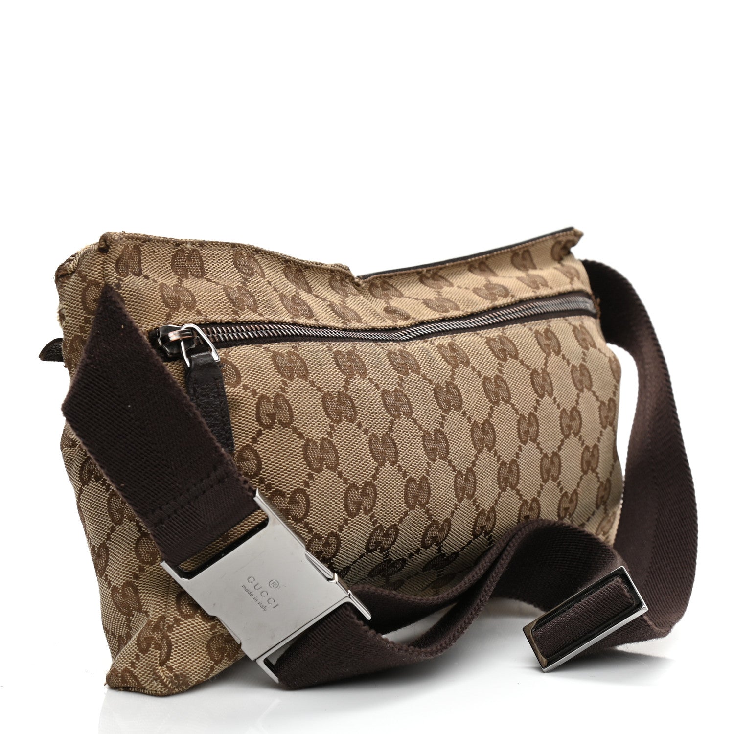 Gucci GG Monogram Double Pocket Belt Bag Dark Brown 3 of 13