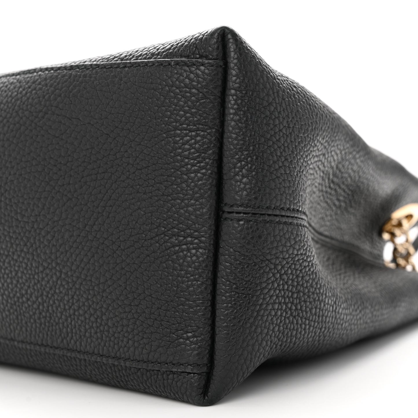 Pebbled Calfskin Medium Soho Chain Shoulder Bag Black