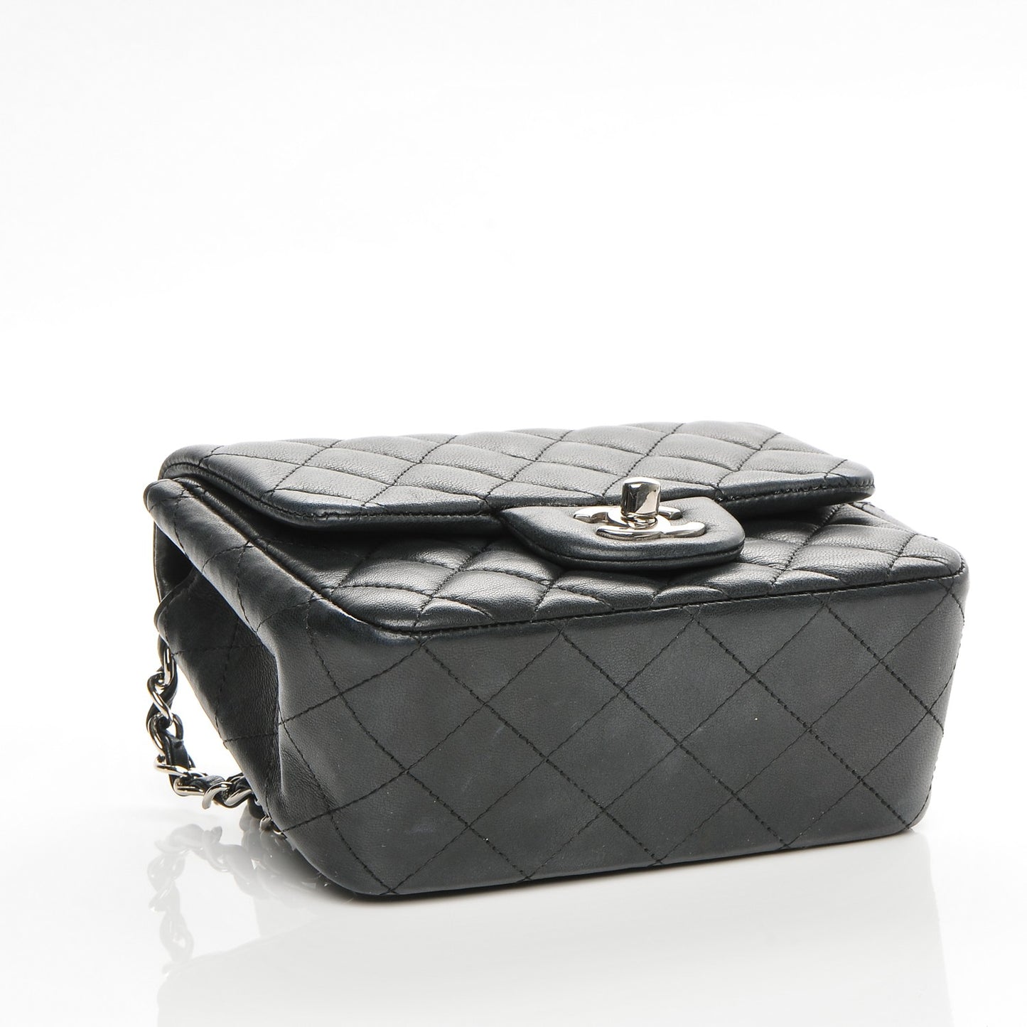 Lambskin Quilted Mini Square Flap Black