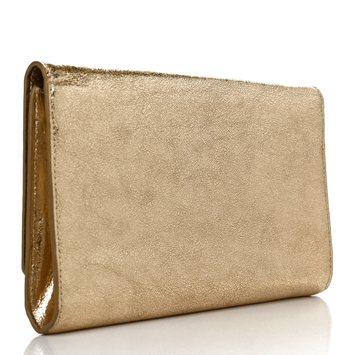 Saint Laurent Metallic Calfskin Monogram Large Belle De Jour Clutch Gold 4 of 8