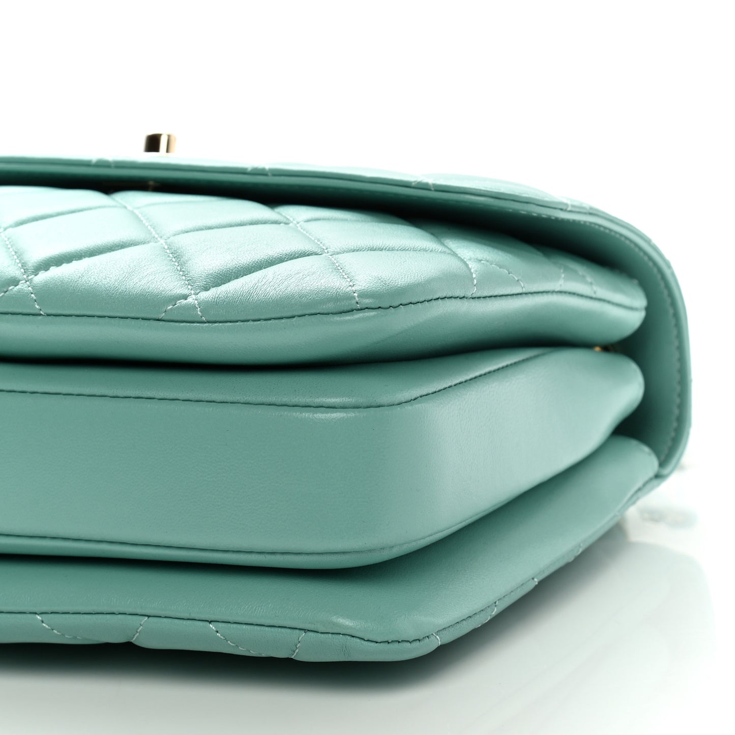 Lambskin Quilted Small Trendy CC Flap Dual Handle Bag Light Green