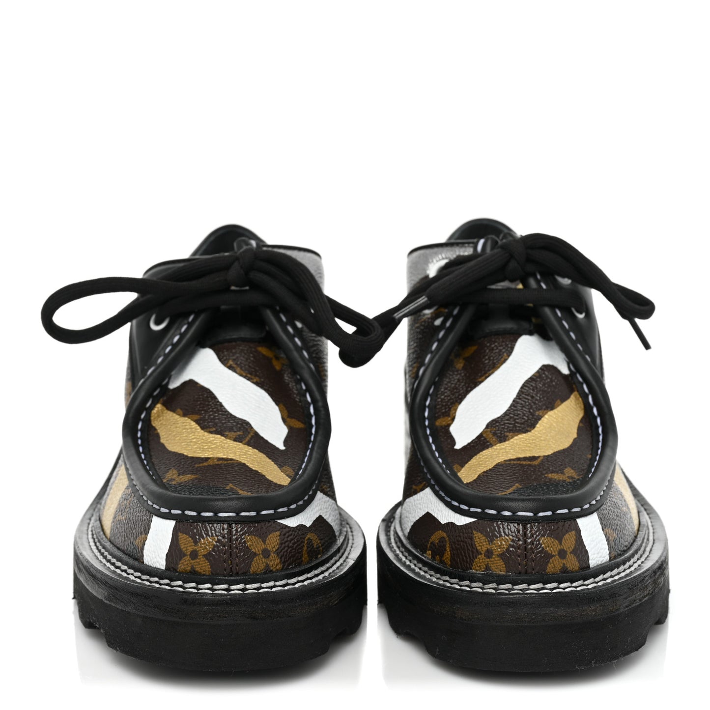 X LOL Monogram Calfskin Beaubourg Platform Derby Shoes 40 Gold Silver