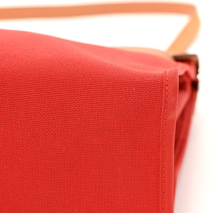 Hermes Military Vache Hunter Toile Herbag Zip 31 PM Rouge Tomate Natural 12 of 13