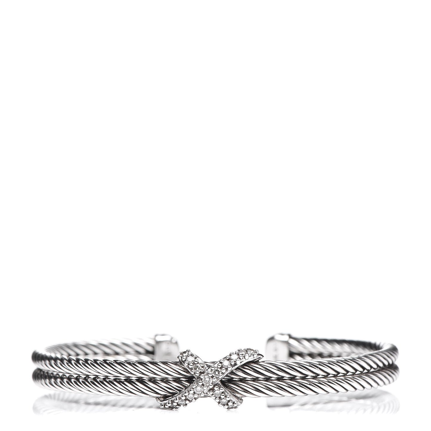Sterling Silver Diamond 6mm X Double Cable Bracelet