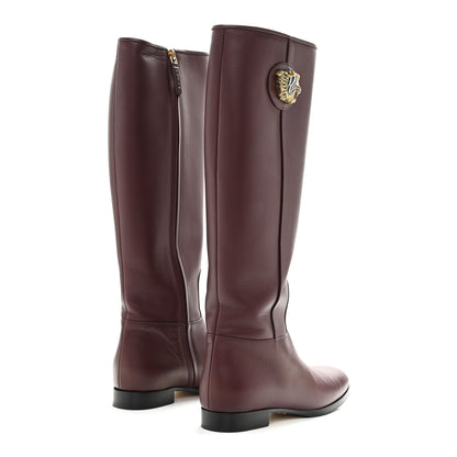 Gucci Calfskin Rajah Tall Boots 35 Burgundy 5 of 10