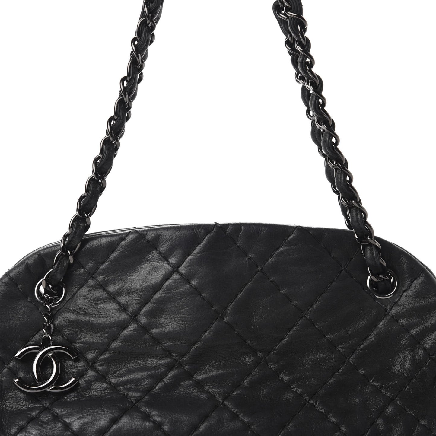 Iridescent Calfskin Medium Just Mademoiselle Bowler Black