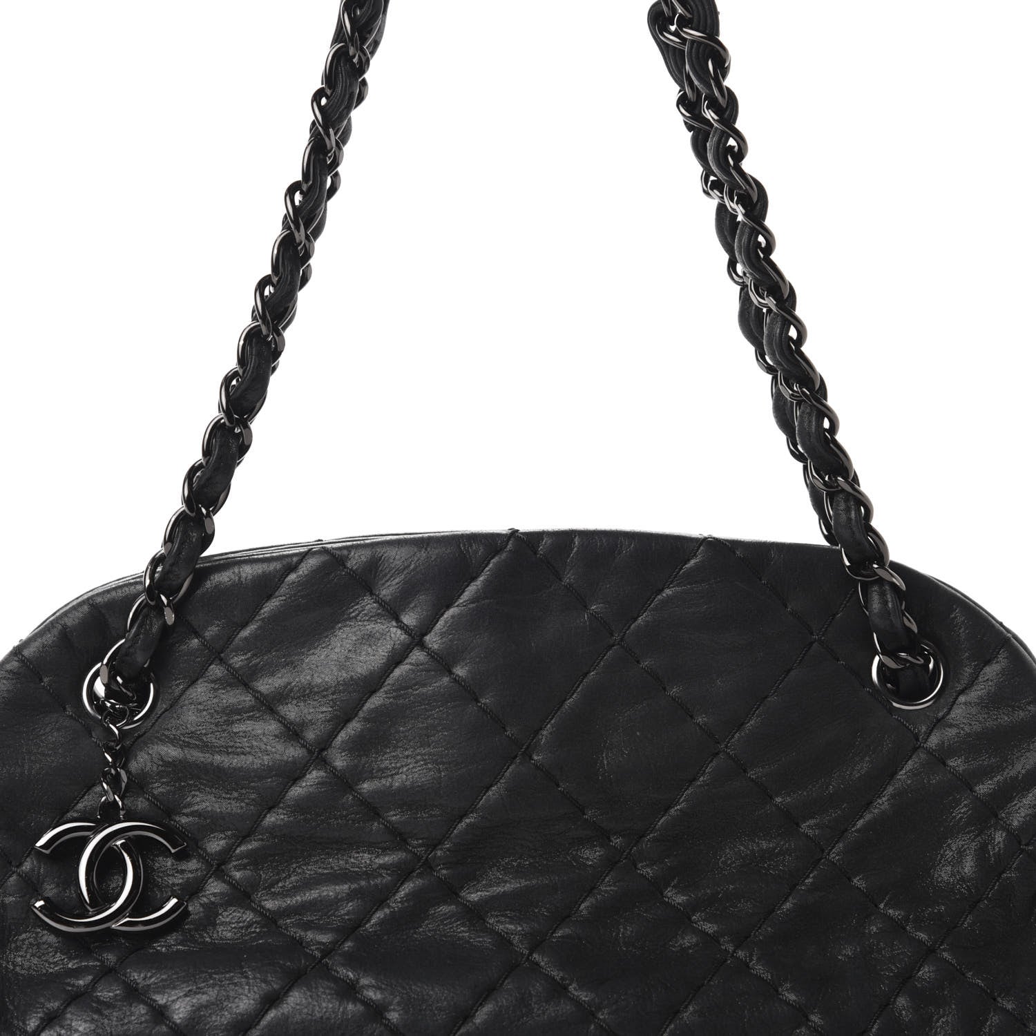 Chanel Iridescent Calfskin Medium Just Mademoiselle Bowler Black 12 of 12