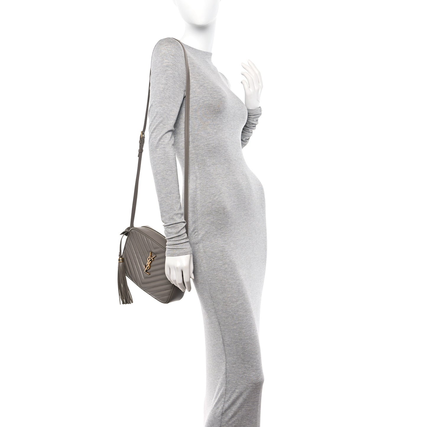 Calfskin Matelasse Monogram Lou Camera Bag Greyish Brown