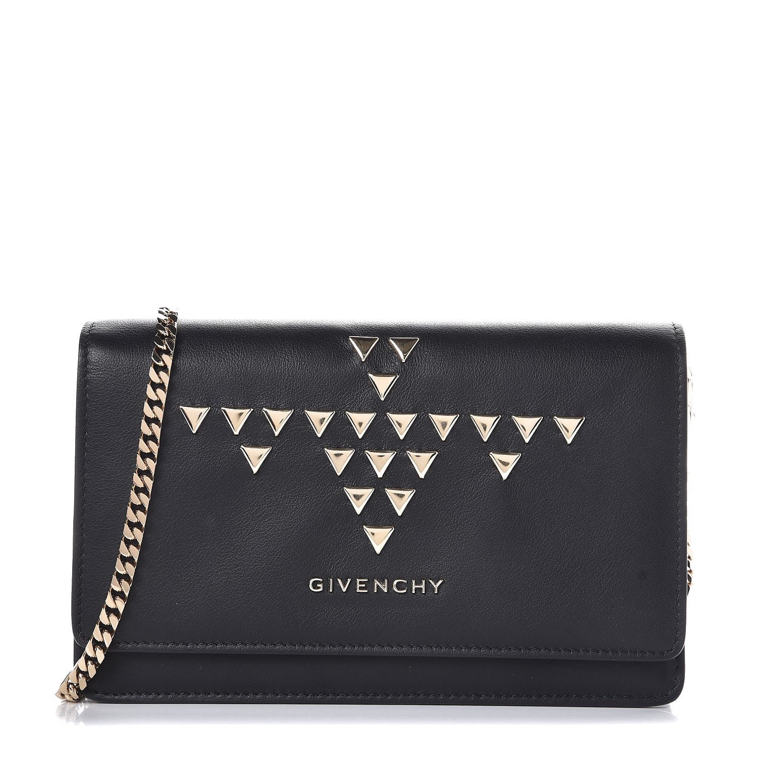 Givenchy Calfskin Triangle Studded Pandora Chain Wallet Black 1 of 6