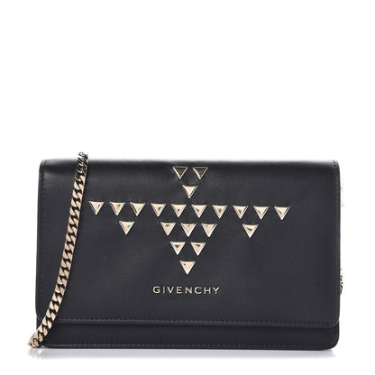 Givenchy Calfskin Triangle Studded Pandora Chain Wallet Black 1 of 6
